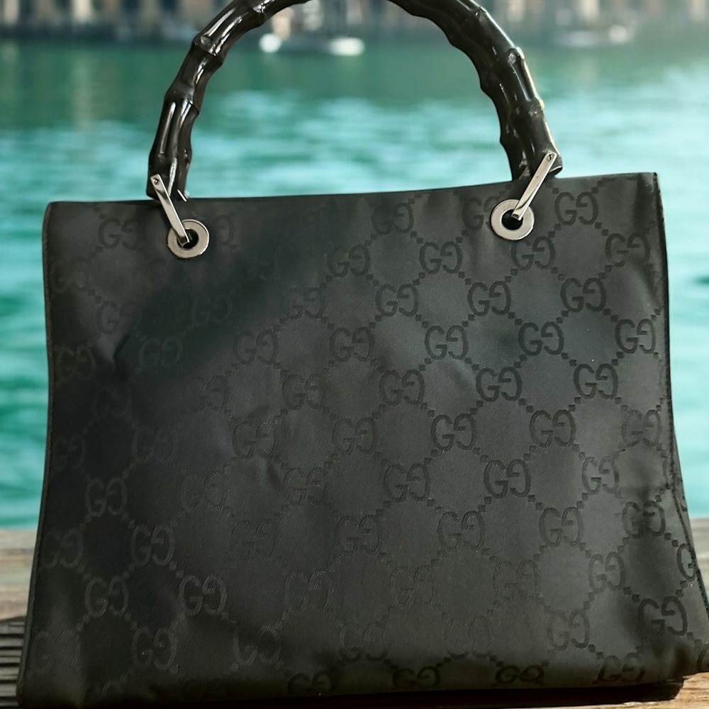 Gucci Black Tote with Bamboo Handles